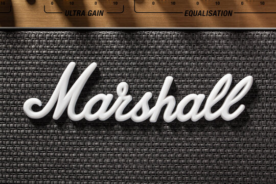 marshall guitar amp logo closeup