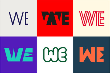 Obraz premium Set of letter WE logos. Abstract logos collection with letters. Geometrical abstract logos