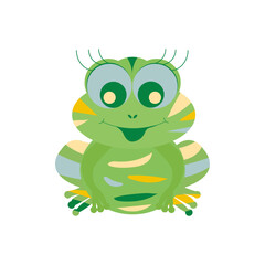 Naklejka premium Cute multicolored smiling striped frog. One from the collection for kids. Vector illustration