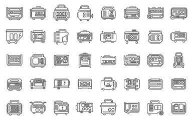 Power generator icons set outline vector. Electric engine. Power equipment