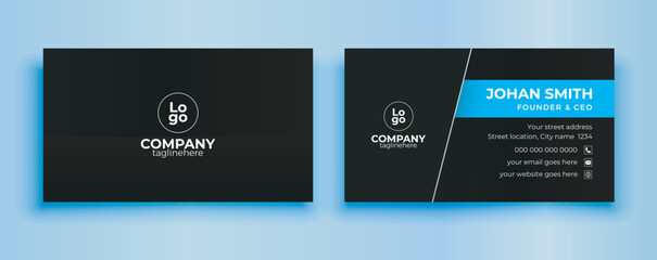 Black and blue color minimal business card design