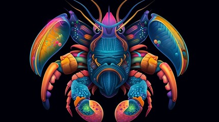 a hip colorful Lobster head design with a futuristic.Generative AI - obrazy, fototapety, plakaty