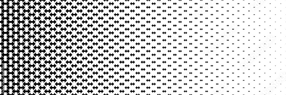 Poster horizontal black halftone of arrow design for pattern and background.