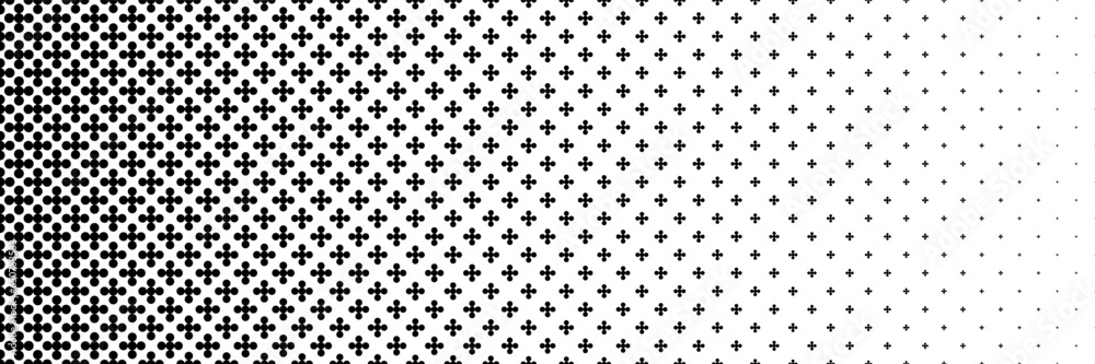 Poster horizontal black halftone of five circles design for pattern and background.