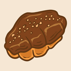 croissant chocolate melting hand drawn vector illustration