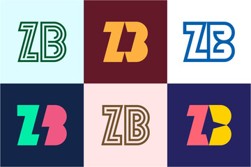 Fototapeta premium Set of letter ZB logos. Abstract logos collection with letters. Geometrical abstract logos