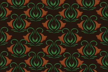The pattern of beautiful floral motifs is seamless, neatly arranged without being continuous
