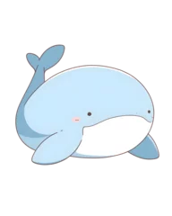 Fotobehang Cute Transparent Cartoon Whale Generative AI © napat