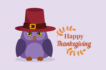 Thanksgiving day concept. Holiday greeting card. Colored flat vector illustration isolated. 