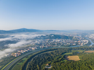 Aerial view of the city of Trencin in Slovakia