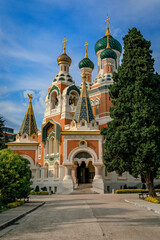 Ornate Saint Nicholas Russian Orthodox Cathedral in Nice, the largest Eastern Orthodox cathedral in...