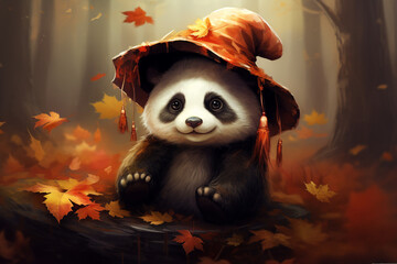 cute panda wearing a hat