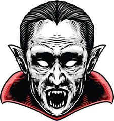 Hallowen Scary Dracula Illustration Vector