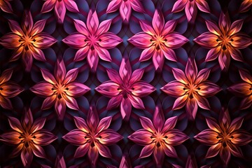 Geometric flowers create a mesmerizing pattern on a line art background