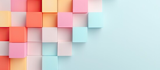 Colorful blocks against a isolated pastel background Copy space