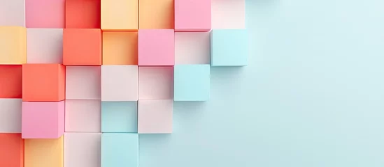 Fotobehang Colorful blocks against a isolated pastel background Copy space © Ilgun