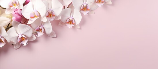 Empty space on a isolated pastel background Copy space with stunning orchid frame for writing