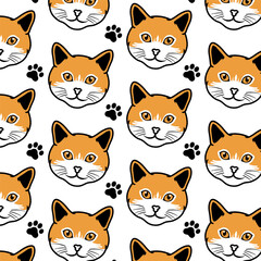 Fototapeta premium Orange Cat Pattern Design Vector