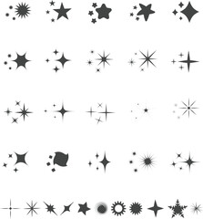 sparkle symbol set. shine icon for decorative design isolated on white background.
 Set of glowing light effect stars bursts vector illustration