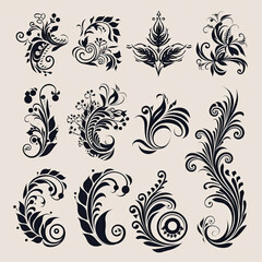 antique vintage calligraphic swirl Filigree, AI Generated