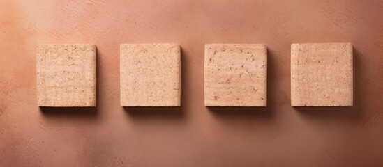 three wine stoppers on a isolated pastel background Copy space