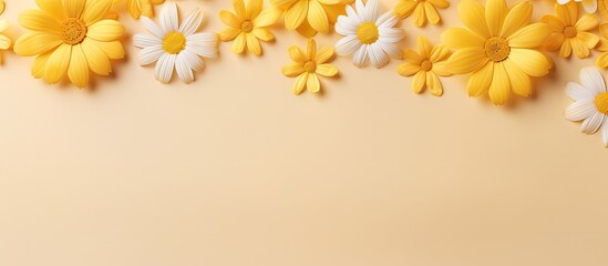 Yellow flowers in the background isolated pastel background Copy space