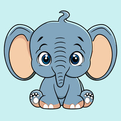 Obraz premium cartoon baby elephant, Generative AI