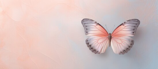Single butterfly wing isolated pastel background Copy space