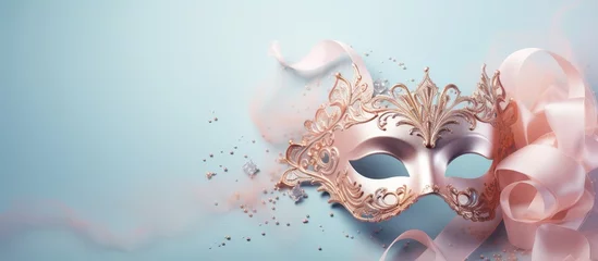 Foto op Plexiglas Moving masquerade mask on a blank background isolated pastel background Copy space © Ilgun