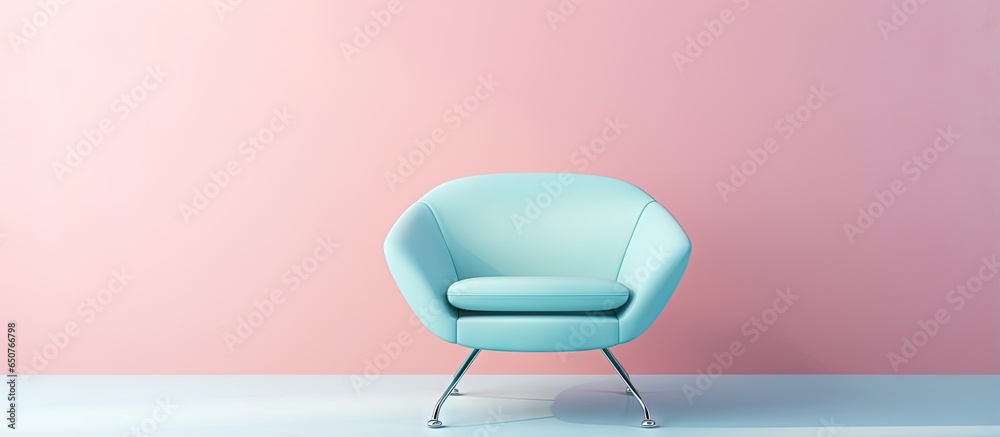 Poster Contemporary chair on isolated pastel background Copy space