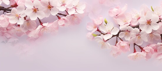 Springtime blossoming of trees isolated pastel background Copy space
