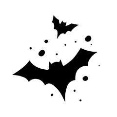 Halloween black color bats set icons.