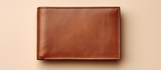Brown leather wallet with dollars isolated on a isolated pastel background Copy space - obrazy, fototapety, plakaty