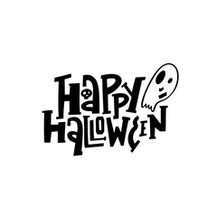 Happy Halloween modern typography phrase. Black color font vector.