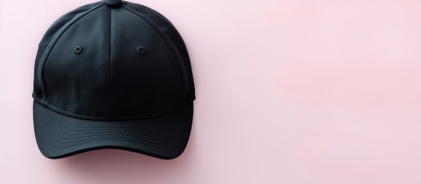 Black cap for warm men isolated pastel background Copy space