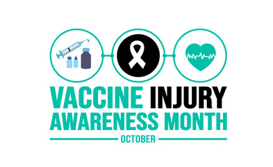 October is Vaccine Injury Awareness Month background template. Holiday concept. background, banner, placard, card, and poster design template with text inscription and standard color.