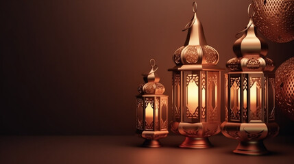Obraz premium realistic three dimensional decorative arabic lantern