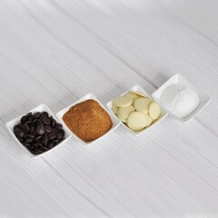 Composition of ingredients for handmade chocolate