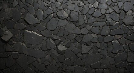 Grunge stonewall made of rock bricks for architecture house black wall