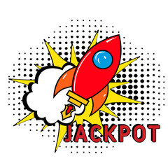Jackpot in comic pop art style. Comic book explosion with text Jackpot. Vector bright cartoon illustration in retro pop art style. 