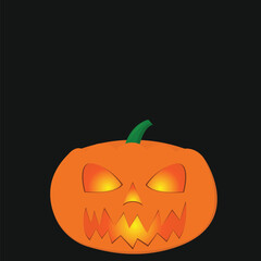 halloween pumpkin with illuminated eyes on color background