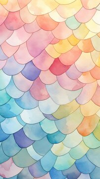 A vibrant rainbow-colored fish scale painting
