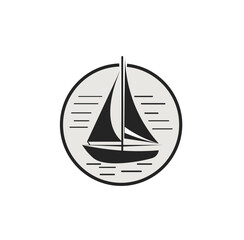 Sailing yacht logo vector illustration on white background