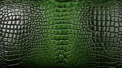Fotobehang Close-up of crocodile leather texture print background. Reptile skin backdrop for fashion, textile, print, banner © eireenz