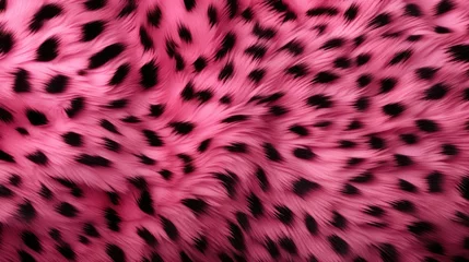 Plexiglas foto achterwand Close-up of pink leopard fur print background. Animal skin backdrop for fashion, textile, print, banner © eireenz