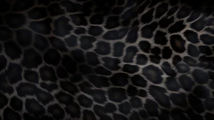 Plexiglas foto achterwand Close-up of black panther leopard fur print background. Animal skin backdrop for fashion, textile, print, banner © eireenz