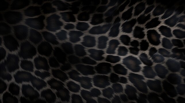 Close-up of black panther leopard fur print background. Animal skin backdrop for fashion, textile, print, banner © eireenz