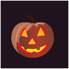 Halloween Pumpkin vector isolated design on Dark Red Color