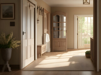 interior, door, room, corridor, design, house, beige, entrance