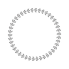 Scandi wreath in quirky vector style isolated on white background. Decorative frames for playful antique graphics. Monochrome ornate quirky illustration. 